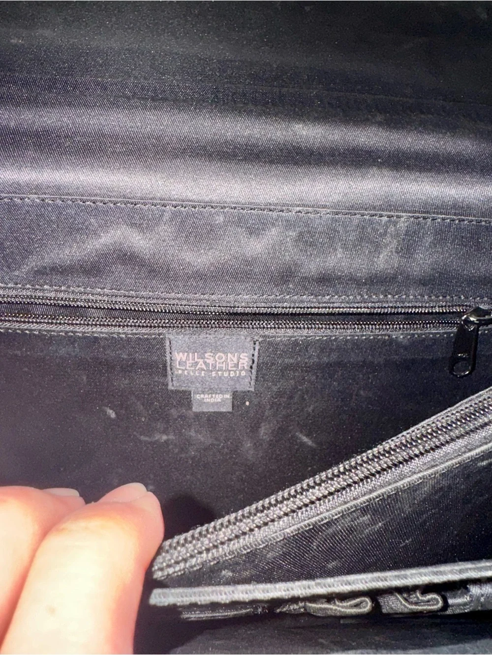 Vtg Wilsons Leather Pelle Studio black leather briefcase laptop messenger bag